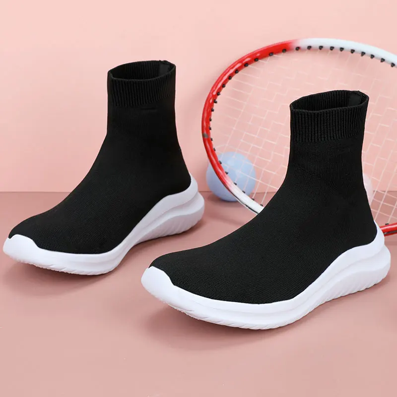 High Top Sneakers For Men Women Sock Shoes Breathable Knit Men's Running Shoes Lightweight Sports Shoes Unisex Casual Sneakers