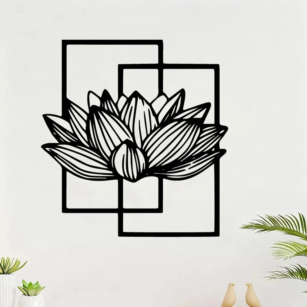 Lotus Flower Metal Wall Art, Rust-Resistant Iron Zen Garden Sculpture for Indoor Outdoor Home Decor
