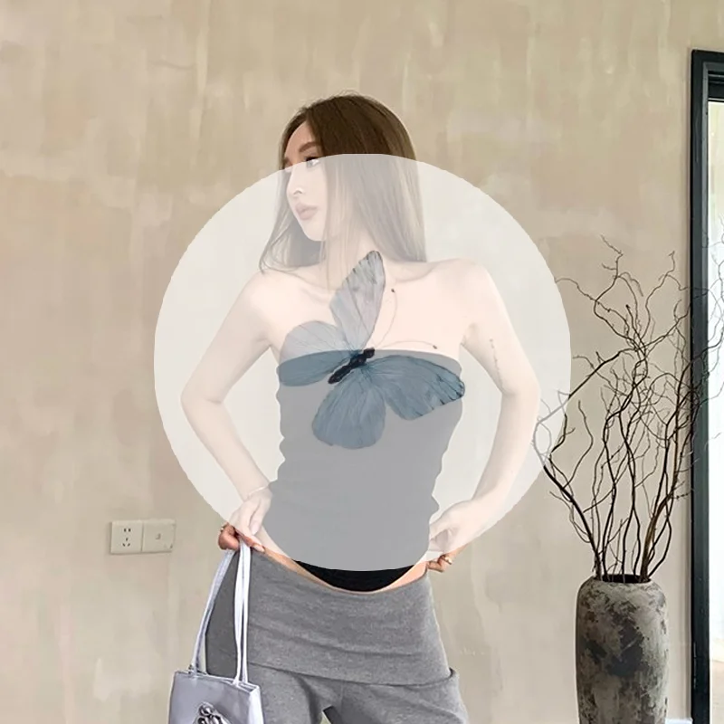 Modny elastyczny top tuba damski na lato, nowy, słodko-pikantny styl, uniwersalny top podkreślający temperament.