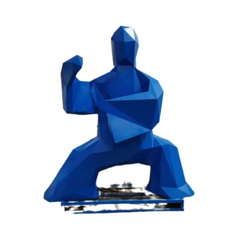 Outdoor Stainless Steel Tai Chi Figure Sculpture Park Grass Campus Landscape Sports Ornament Sculpture Stainless Steel
