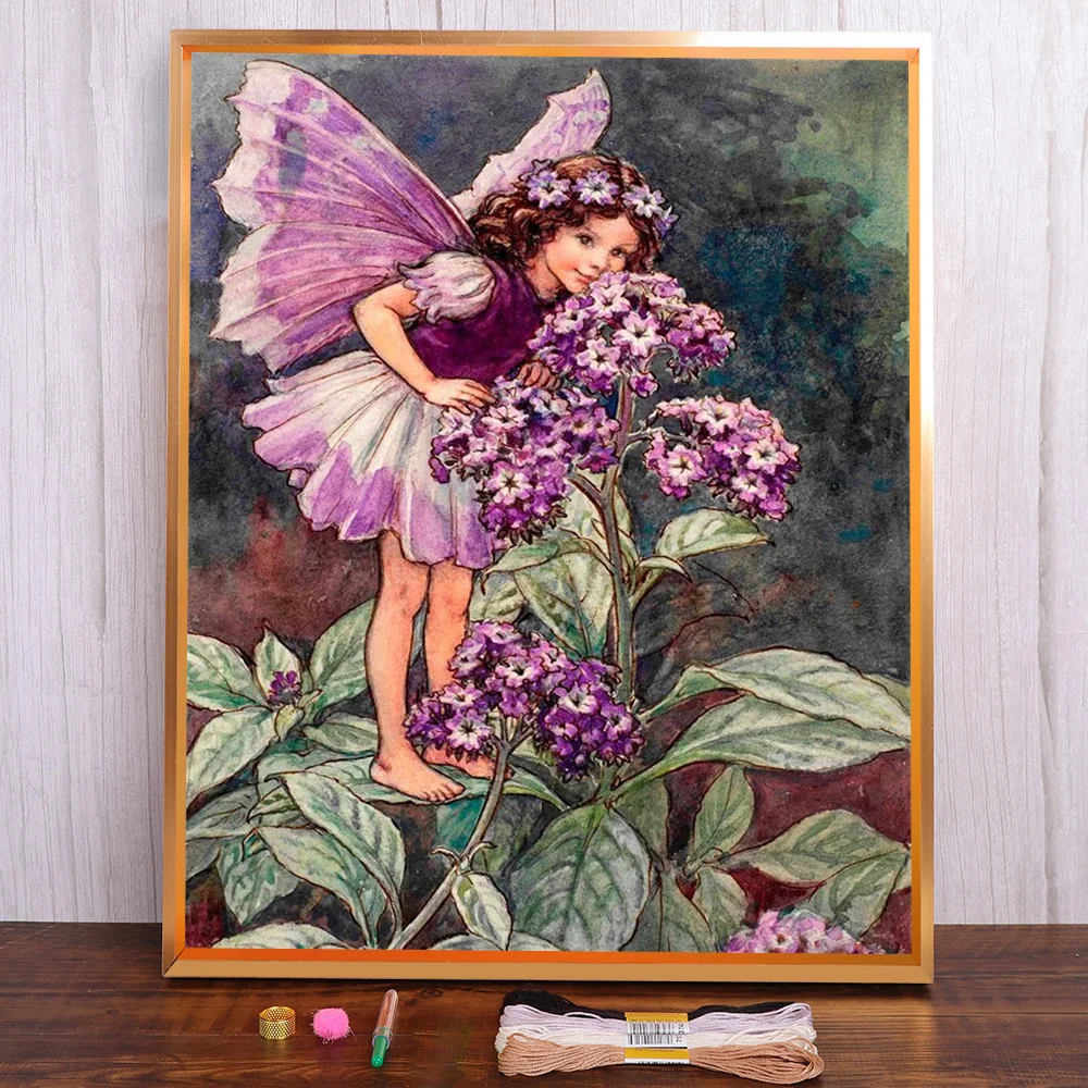 

Fairy Tale Elf Printed Canvas Cross-Stitch DIY Embroidery Full Kit Handicraft Hobby Painting Handmade Room Decor Magic Sales