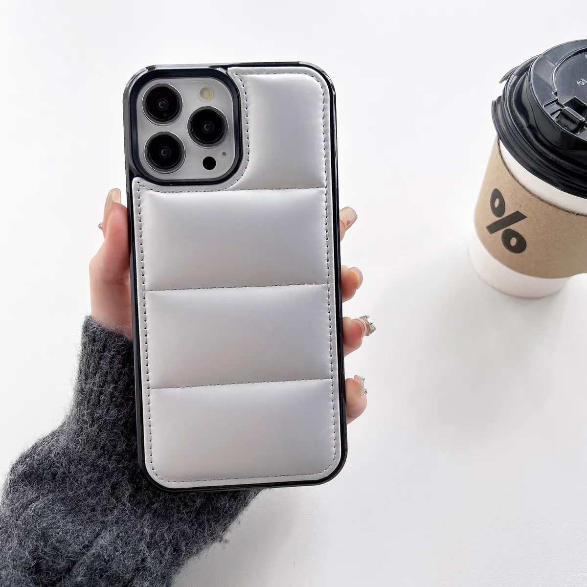 Fashion Down Jacket Puffer Case for iPhone 16 15 14 13 12 11 Pro X XR XS Max 7 8 Plus SE Soft Fabric Silicone Shockproof Cover