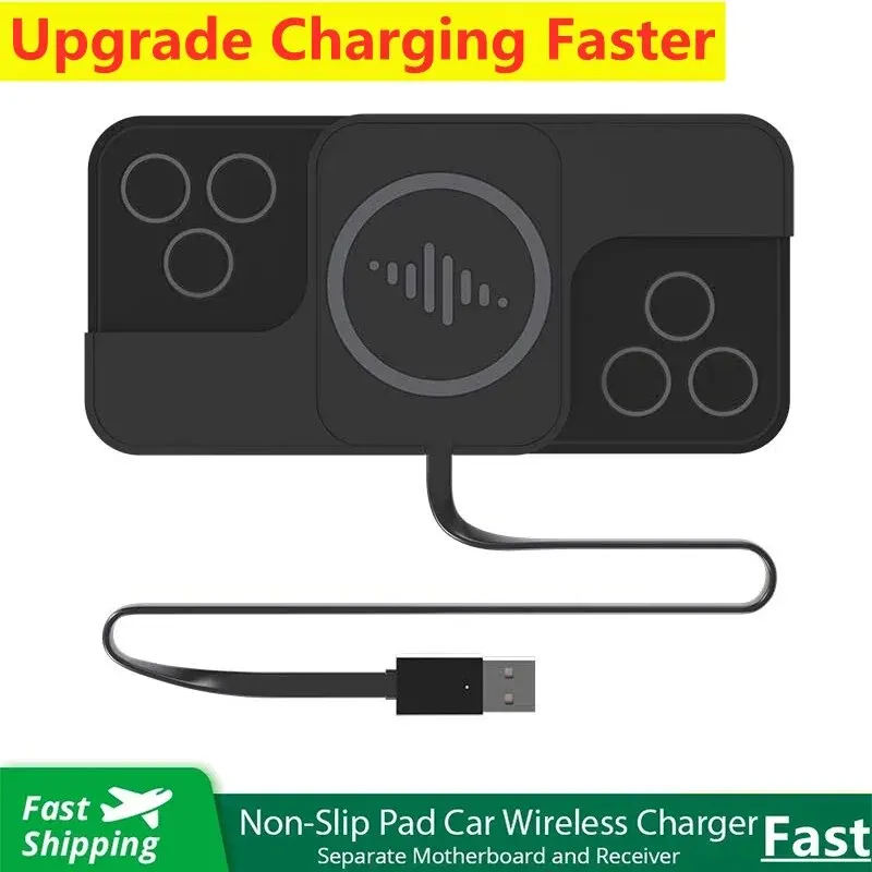 Car Wireless Charger Silicone Non Slip Pad for iPhone 15 14 13 12 11 Samsung Xiaomi 15W Car Phone Chargers Fast Charging Station