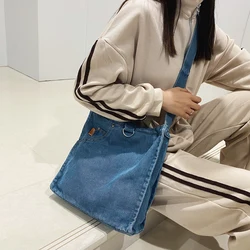 Borse in denim per donna Borsa a tracolla per studenti universitari Jeans Shopping Borsa ecologica Borse coreane Borsa a tracolla in tela Y2K Satchel INS