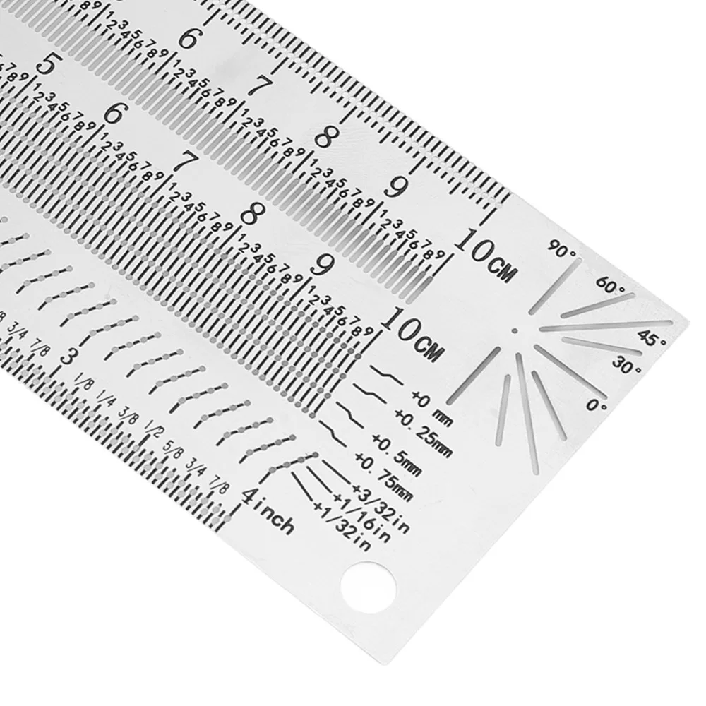 4 Inch T Square Measuring Ruler Stainless Steel 0.25mm Marking Scriber Silver 100mm Woodworking Scribing Tool Woodworking