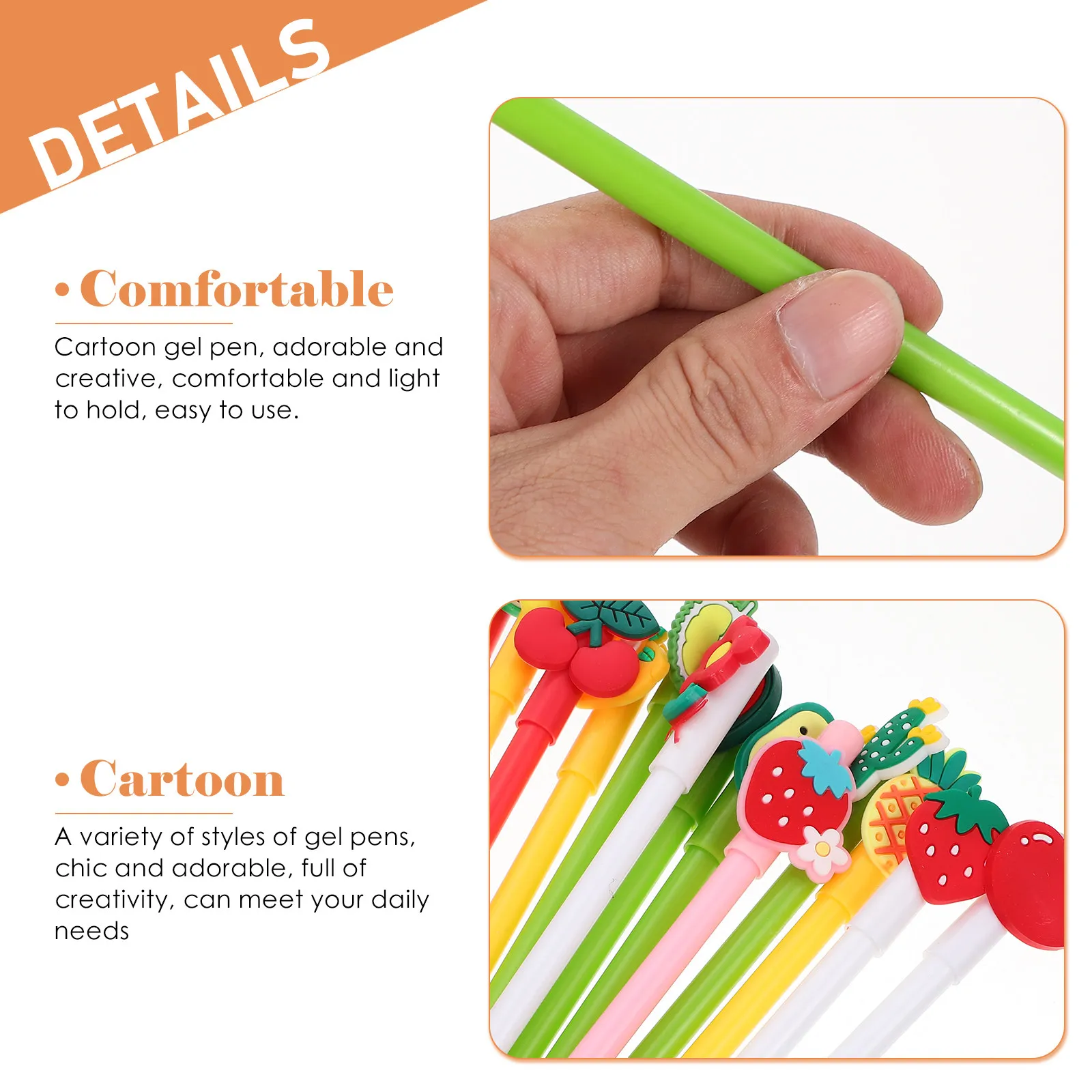 

20 шт. гелевых ручек с мультяшным дизайном, гладкое письмо, легкие, портативные, для школы, офиса, подписи, канцелярские принадлежности для студентов