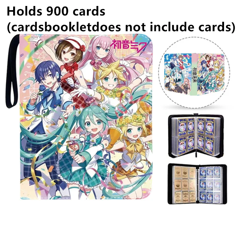 900 sztuk Album na karty Książka Anime Hatsune Miku Kolekcja kart Zamek błyskawiczny Karty do gry Segregator Uchwyt Prezenty dla dzieci Zabawki