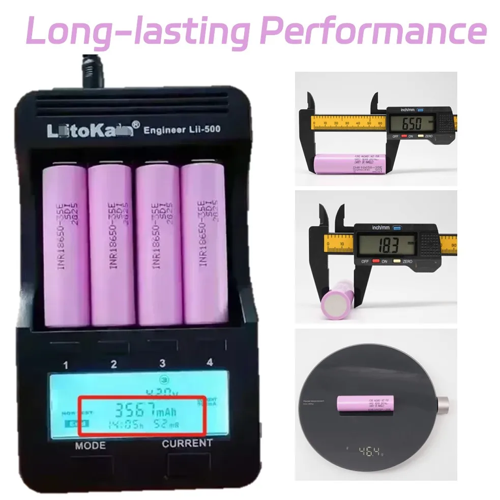 Real Capacity 18650 3500mAh Battery Ultimate Performance 3.7V Lithium Battery Flat Top Large Pack for Diy Camera Doorbell Rc Car