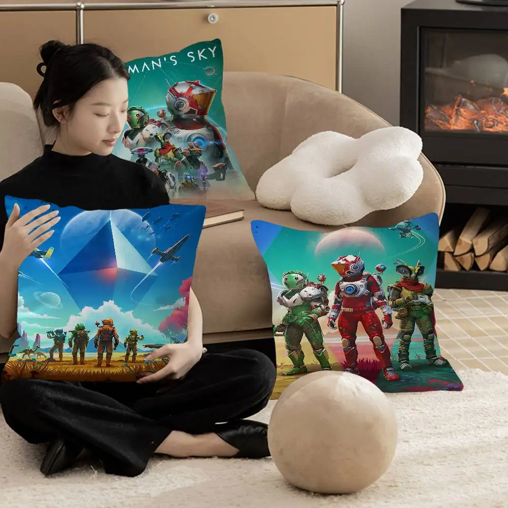 No Man's Sky Büro-Kissenbezug, Auto-Kissenbezug, 45 x 45 cm, Lendenkissenbezug, Sofa-Kissenbezug