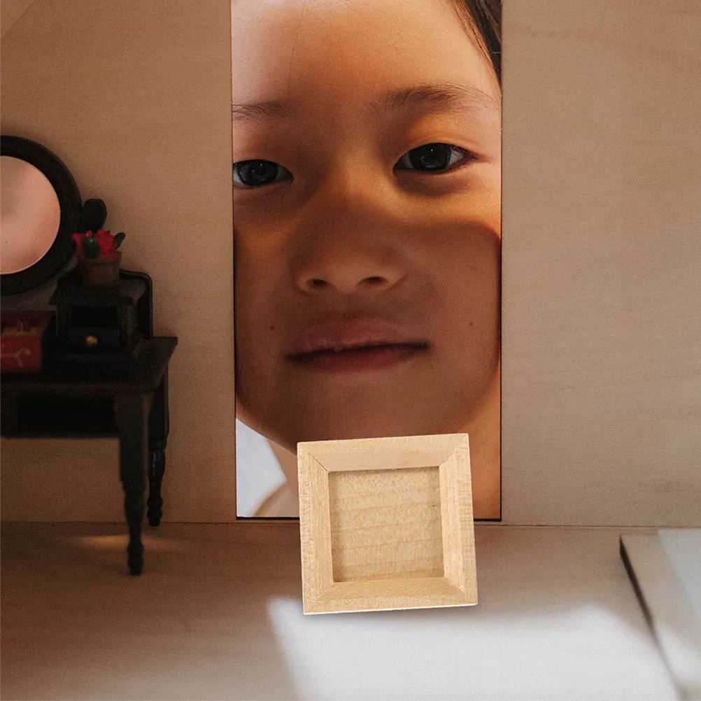 3Pcs Miniature Picture Frames Micro Scene Accessories Rustic Wood Frame for DIY Mini Photo Display Small Frame Decoration
