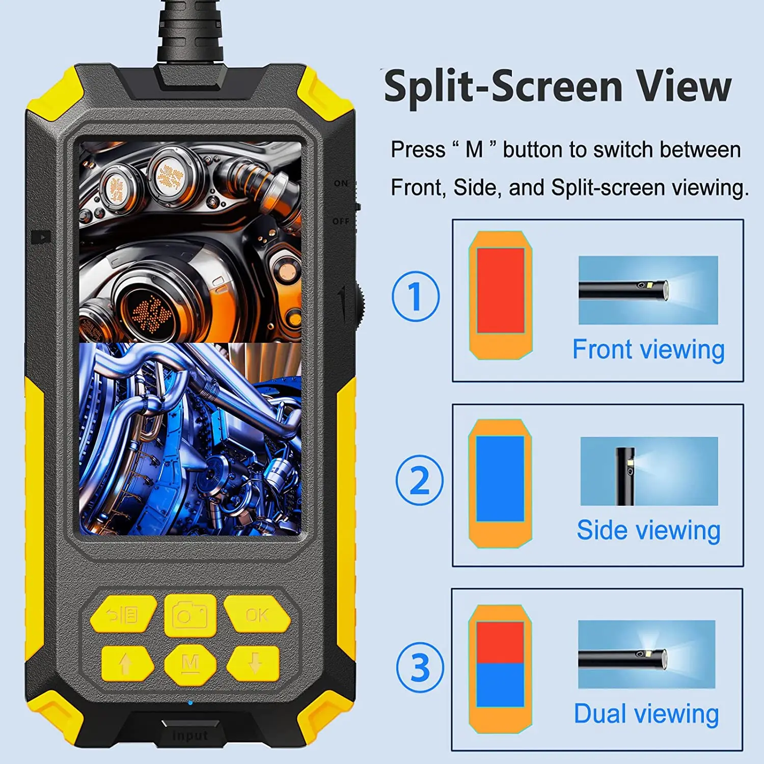 P50 1080P 8Mm Dual Camera Piping Endoscoop Camera 4.5 "Ips Lcd Digitale Inspectie Camera Met 6 Led voor Auto Riool Borescope
