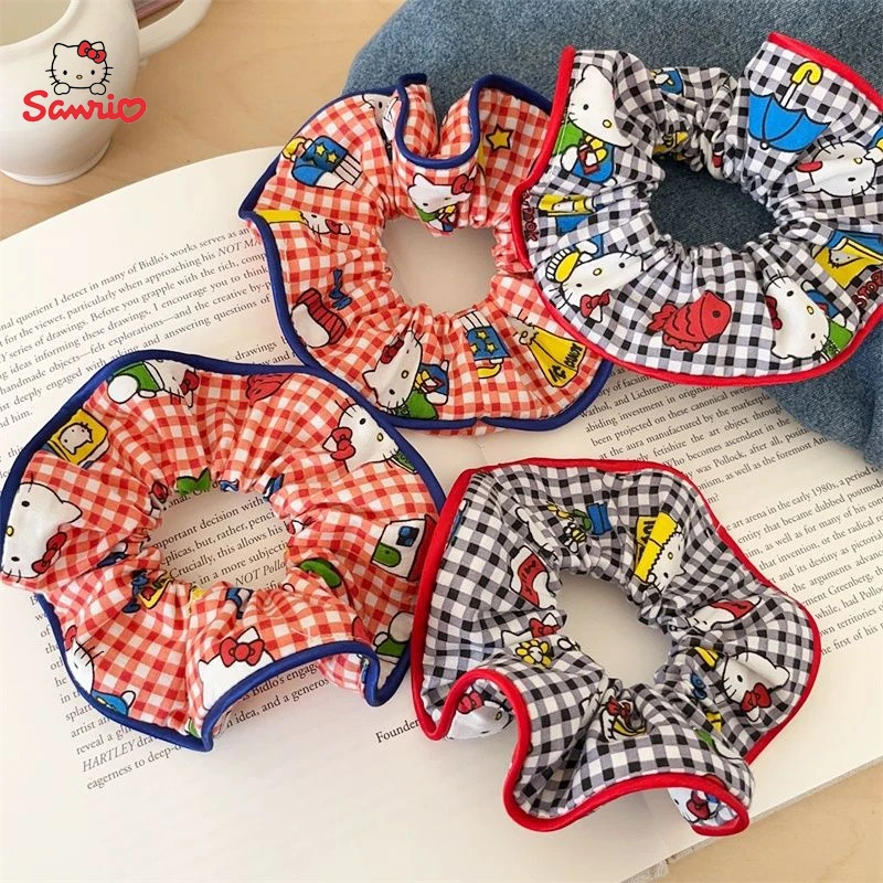 

Anime Sanrio Kawaii Hello Kitty Hair Circle Kawaii Student Ponytail Large Intestine Head Rope Decoration Hair Accessories Gifts