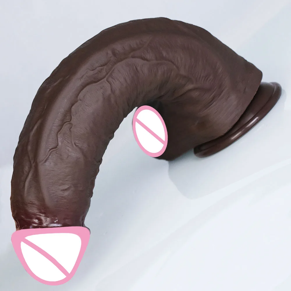 واقعية لينة كبيرة سوداء دسار مزدوجة كوب شفط من السيليكون القضيب الإناث المهبل الاستمناء الديك امرأة رجل الشرج لعبة الجنس الكبار #3