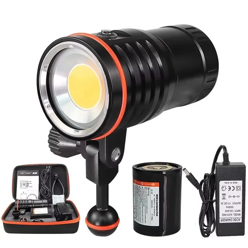 12000LM COB Rechargeable Diving Light IP68 100m Waterproof Video Photography Search & Rescue Battery Pack Diving Video Light 4K