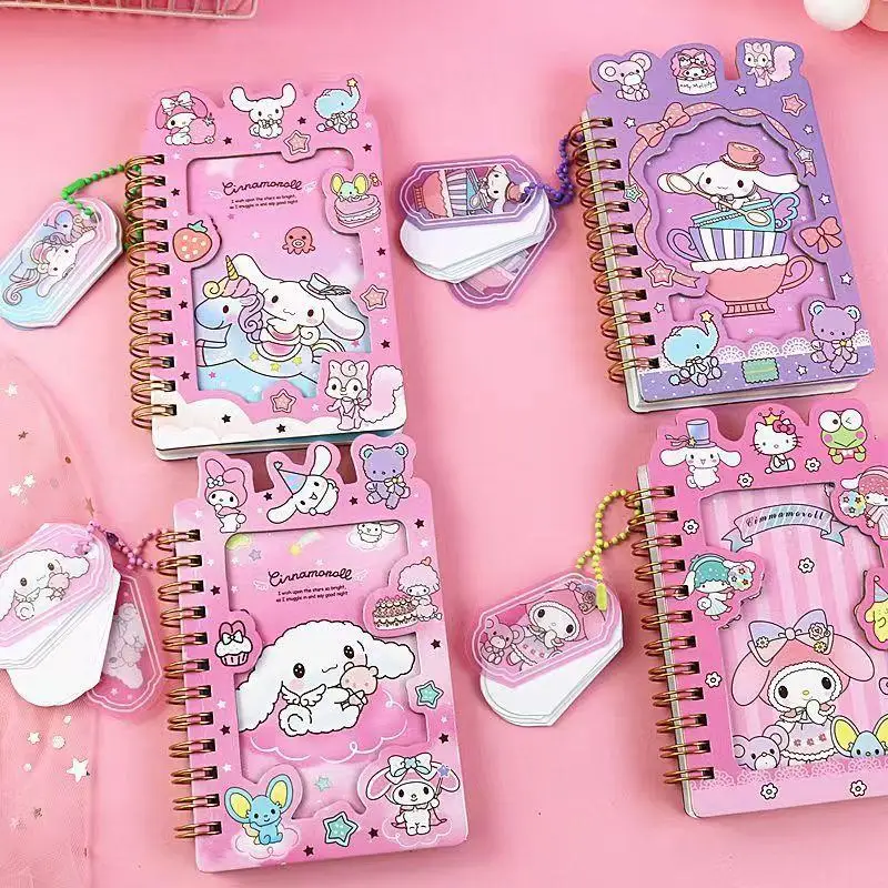 Sanrio Hand Ledger Hello Kitty Kawaii Cartoon Coil Book Kuromi Cute Cartoon Notebook Fashion Portable Student Stationery2024 Kit