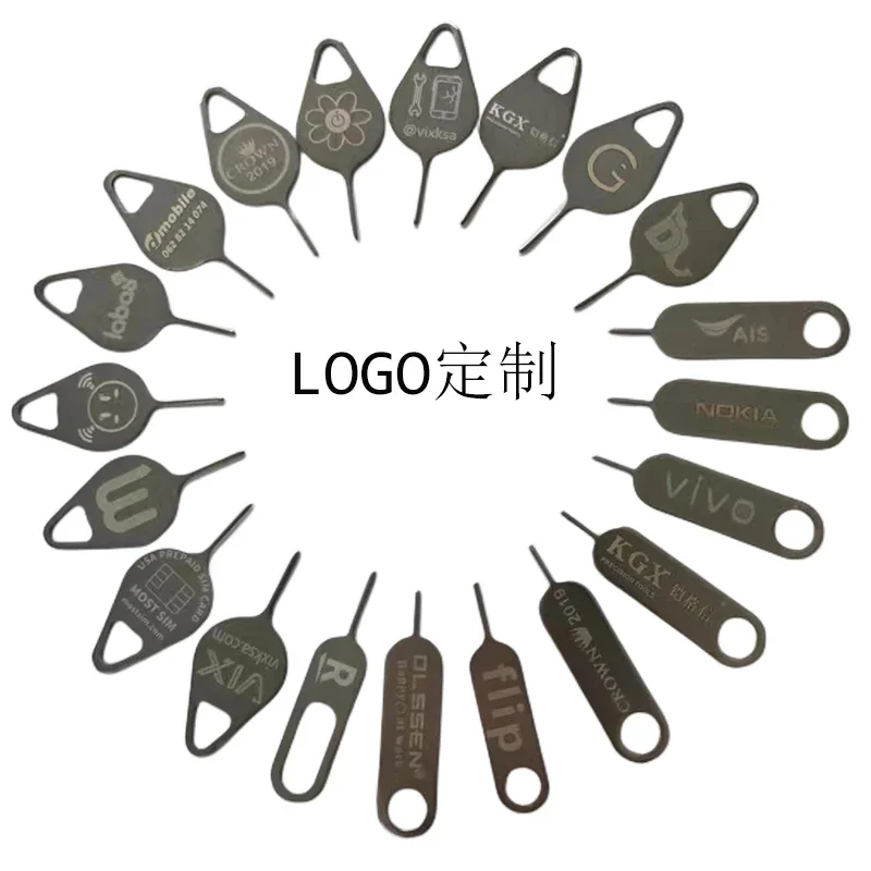 مخصص مع شعار بطاقة SIM دبوس العالمي بطاقة Sim إزالة دبوس مفتاح الفولاذ المقاوم للصدأ بطاقة Sim صينية القاذف إخراج دبوس