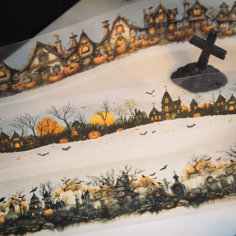 6 أنماط 200 سنتيمتر/لفة PET الشريط الظلام ليلة الرقص حفلة سلسلة هالوين الظلام موضوع مشهد دفتر الديكور الشريط DIY بها بنفسك إطار مذكرات