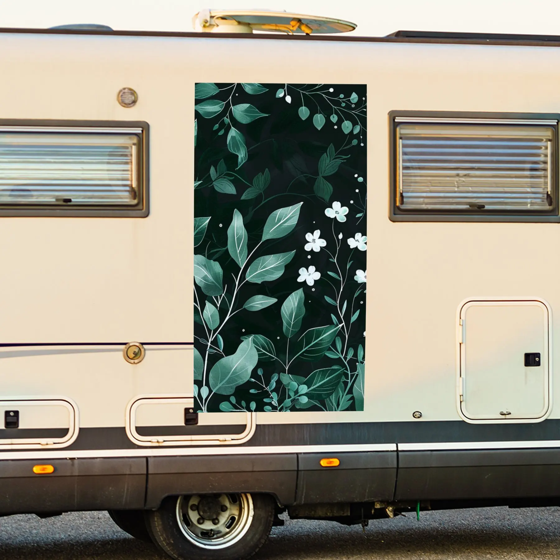 

Свежая зелень и белые цветы! Виниловая наклейка на дверь автомобиля на колесах, водонепроницаемые самоклеящиеся виниловые наклейки, защита украшения