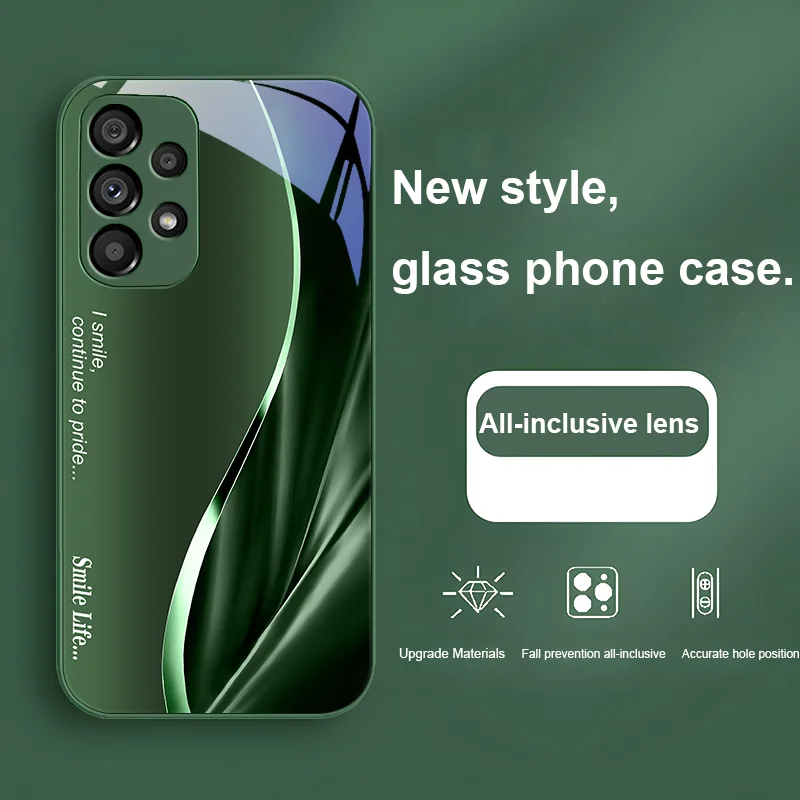 Continue Bean Green For Samsung Galaxy Note 8 9 S10 Plus S20 S21 FE S23 Ultra A70 72 73 50 51 52 53 Tempered Glass Phone Case
