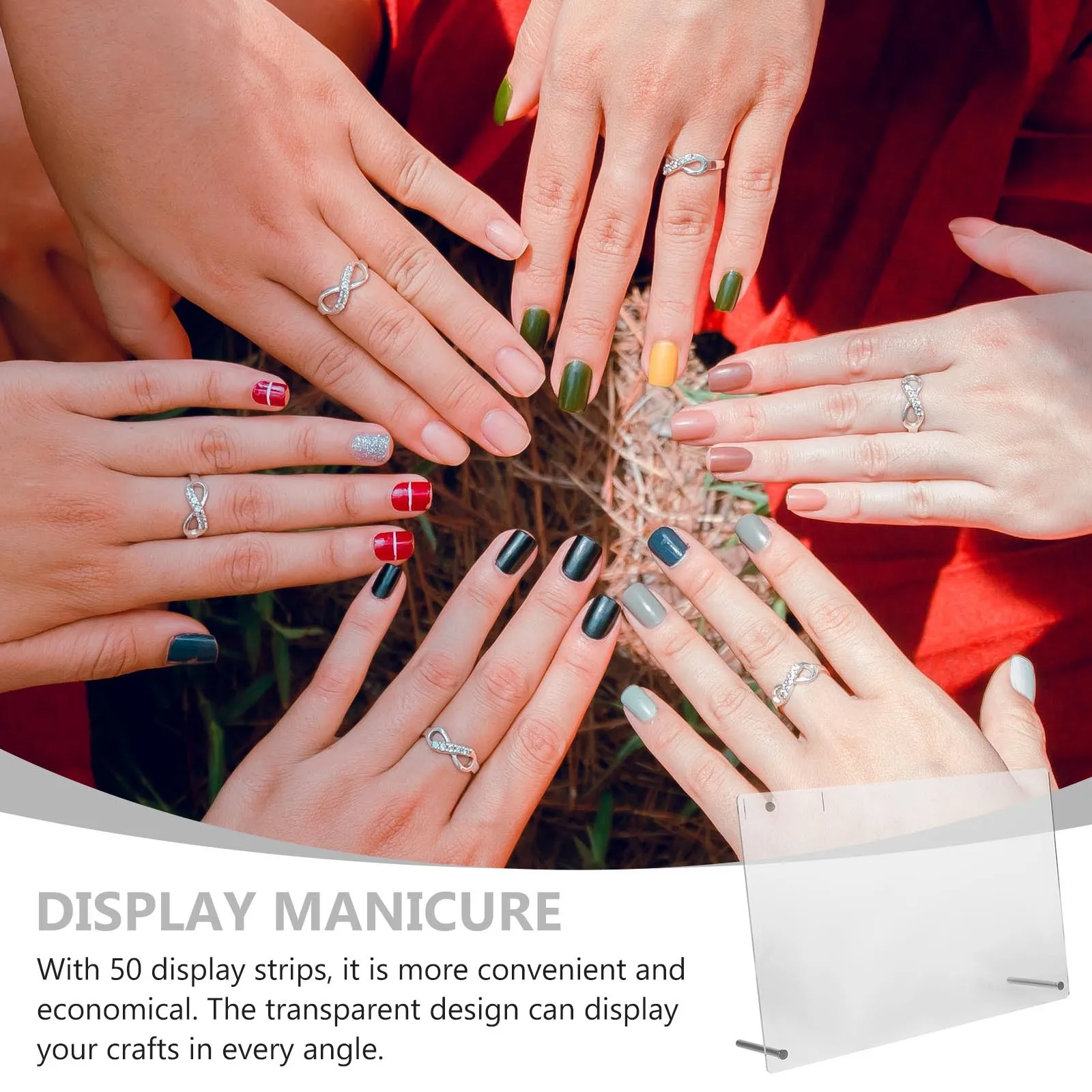 

1 комплект стойки для демонстрации кончиков ногтей, прозрачный акрил, сборка с 50 полосками для дисплея, улучшенный опорный кронштейн для профессионального салона или дома