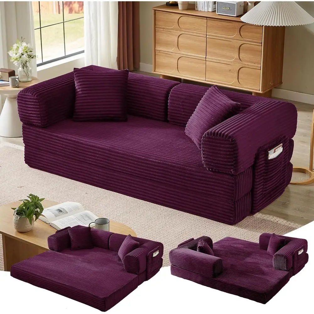 

Convertible olding Soa Bed,old Out loor Soa Couch with ixed-Shap,Corduroy oldable MattrCloud Couch or Living Room Bedroom (ple-1