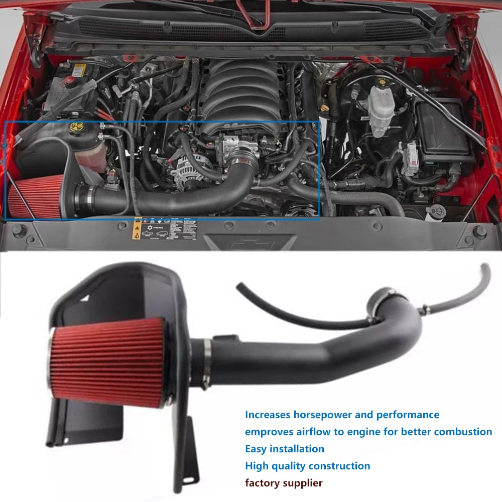 

For Silverado 2014-18 Chevy GMC Sierra 1500 5.3L 6.2L V8 engine parts Red Filter Cold Air Intake Kit