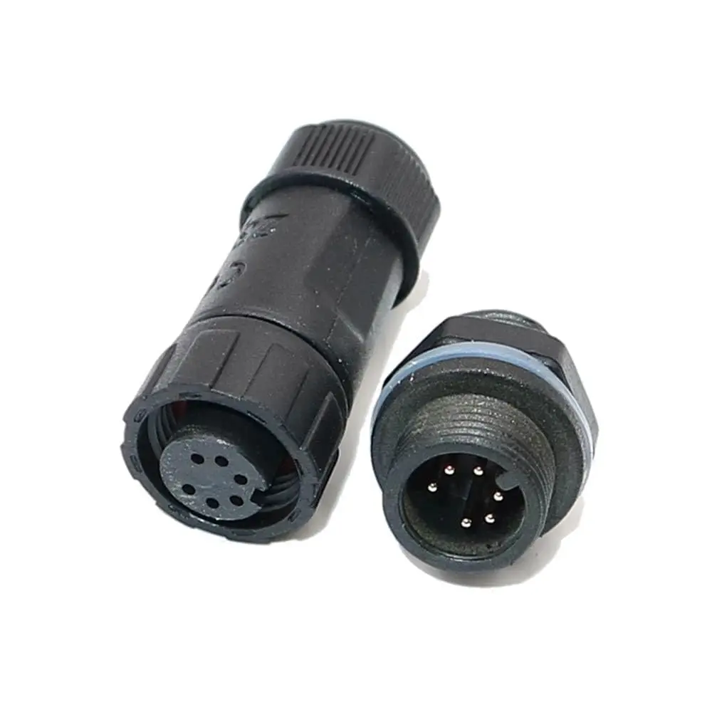 M12 6 Pin Waterproof Connector Panel Back Mounted Solder Type Cable Mechanical Equipment Plug Outdoor IP68