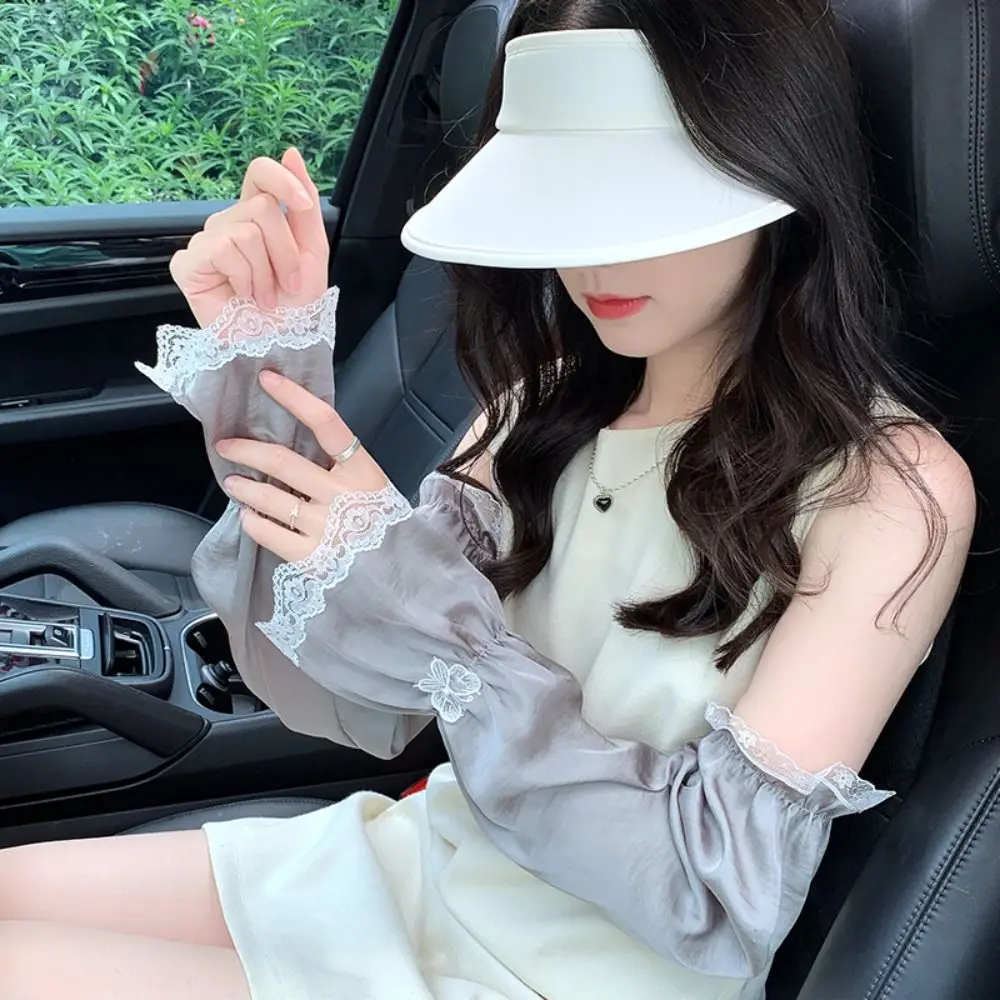 Thin Anti-UV Ice Silk Sleeves Butterfly Lace Sunscreen Sleeve UV Insulation Cycling Gloves Sun Protection Cover Summer