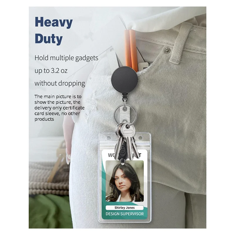 AEF7-3Pack Retractable Badge Reel With Swivel Alligator Clip Heavy Duty Retractable Keychain With Stainless Steel Spring Coil