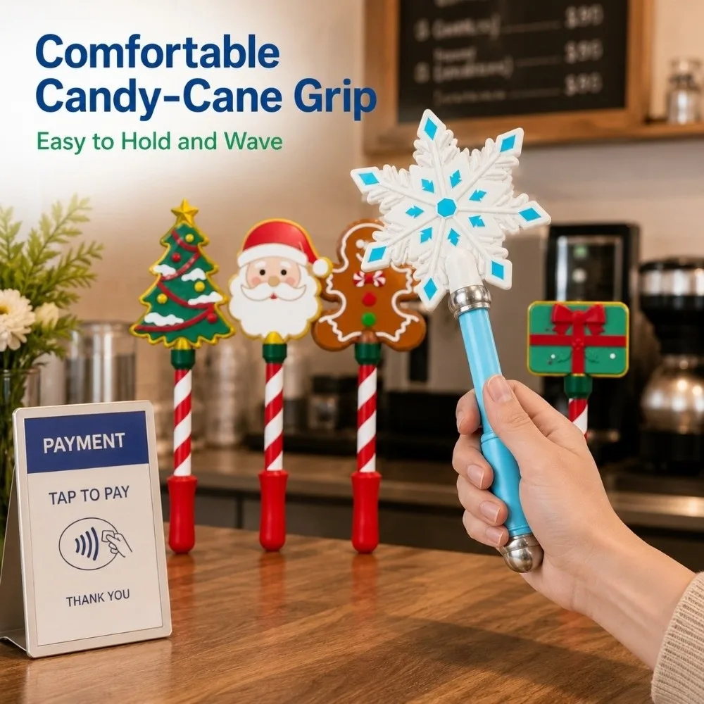 3D Printed Christmas Tap Wand Santa Claus Christmas Tree Credit Card Tap Prop Gingerbread Man Candy Stripe Grip