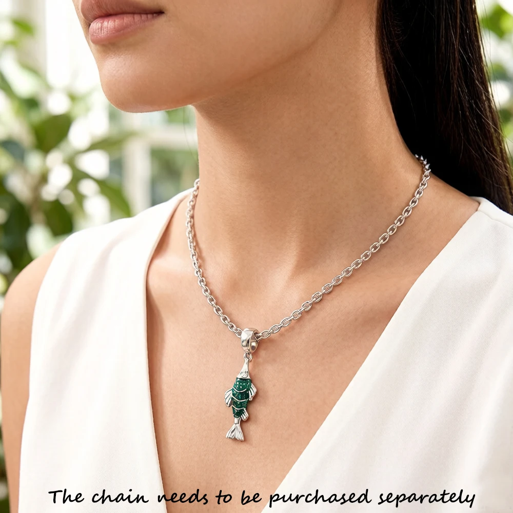 Blue Little Fish Pendant Charm European Style Fashion 925 Sterling Silver For Women & Men Fisher