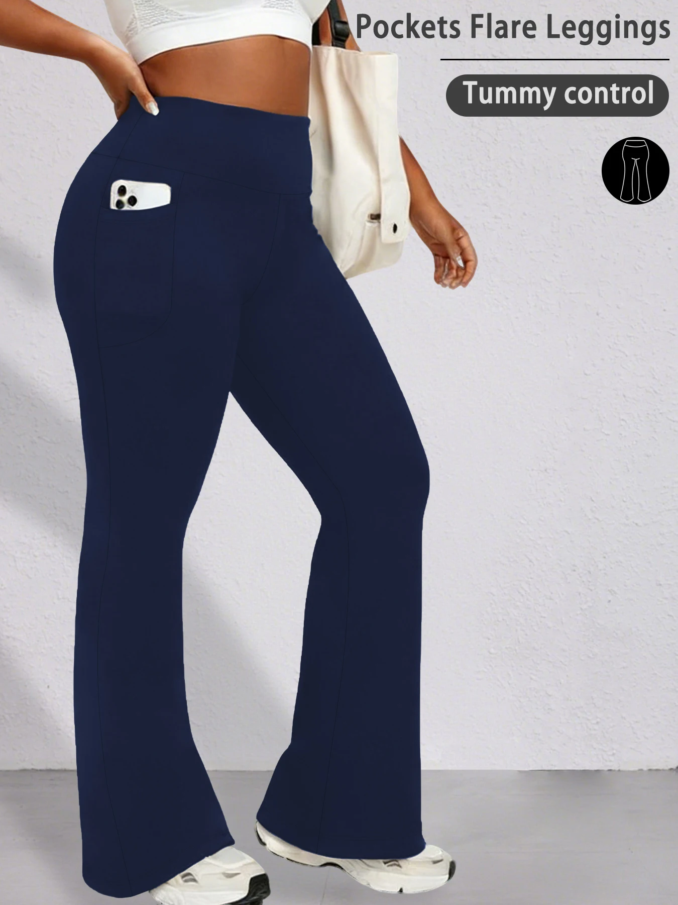 

Женские брюки-клеш с высокой талией, очень мягкие, с карманами, с контролем живота, без прозрачности, для бега, для йоги, для дома, повседневного использования