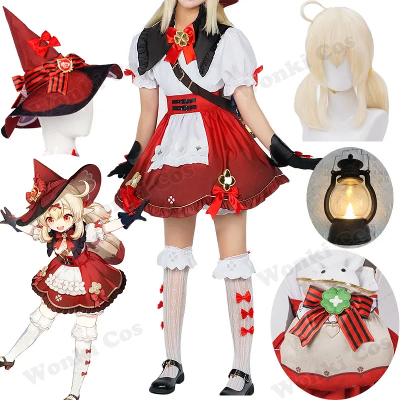 

Genshin Klee New Skin Blossoming Starlight Cosplay Costume Women Halloween Costume Genshin Impact Cosplay Full Set with Lamp