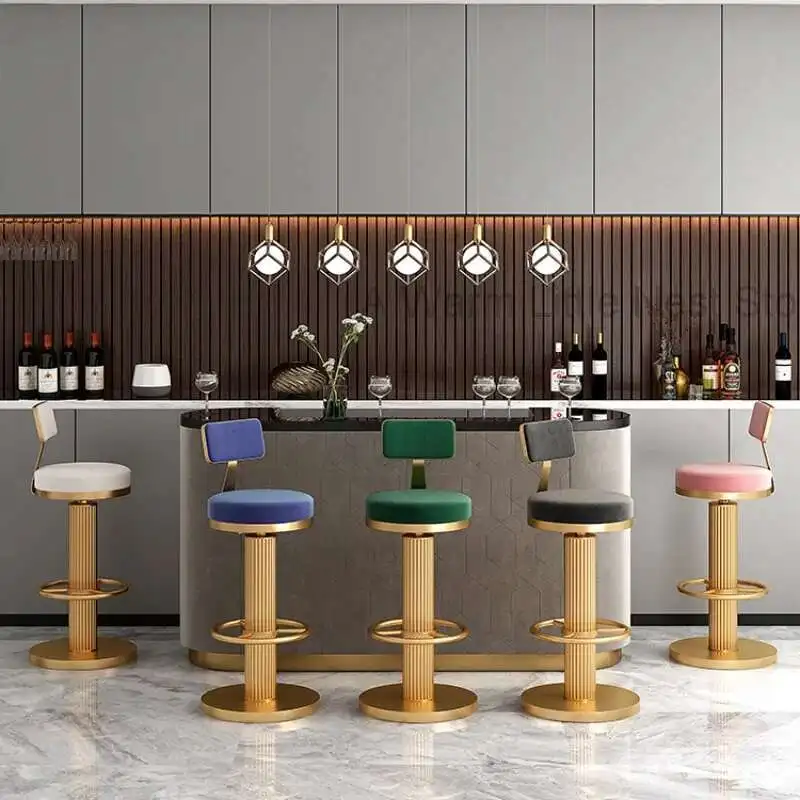 

Velvet bar chair luxury Swivel Lift chair Home kitchen counter stool Nordic bar High stool Cafe Work soft stool modern furniture