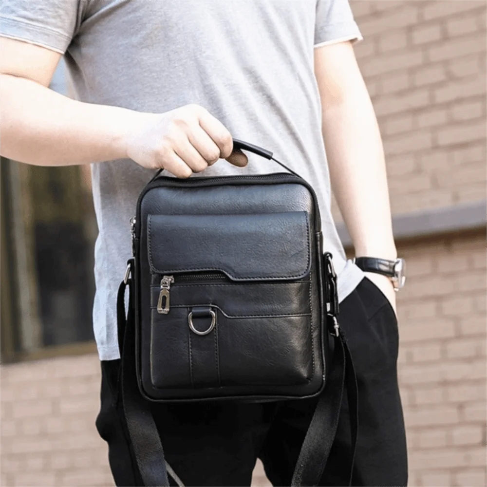 

Handbag PU Leather Men Crossbody Bag Large Capacity Vintage Shoulder Bag Waterproof Man Tote Bag Office
