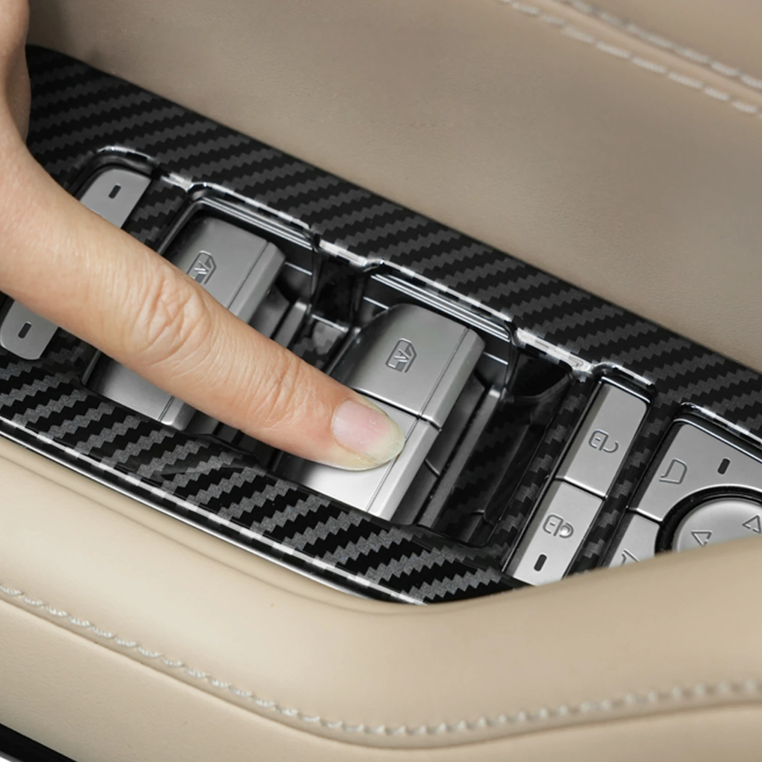 

LHD RHD For BYD Shark 6 2024-2025 Car Exterior Door Window Switch Cover Set Decor Overlay ABS Carbon Fiber Accessories 4PCS