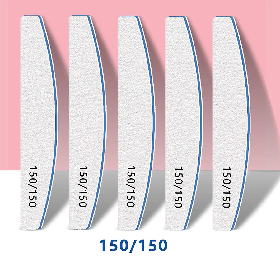5 Stuks Nagelvijlen Set Dubbelzijdig Halve Maan Schuurpapier Met 80/100/150/180/240 Grits Cuticle Remover Buffer Voor Manicure Gereedschap