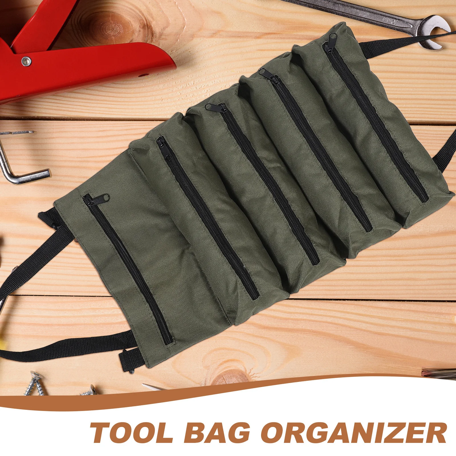 

Roll Up Tool Bag Organizer Portable Durable Canvas Gardening Electrical Woodworking Storage Tool Roll Organizer