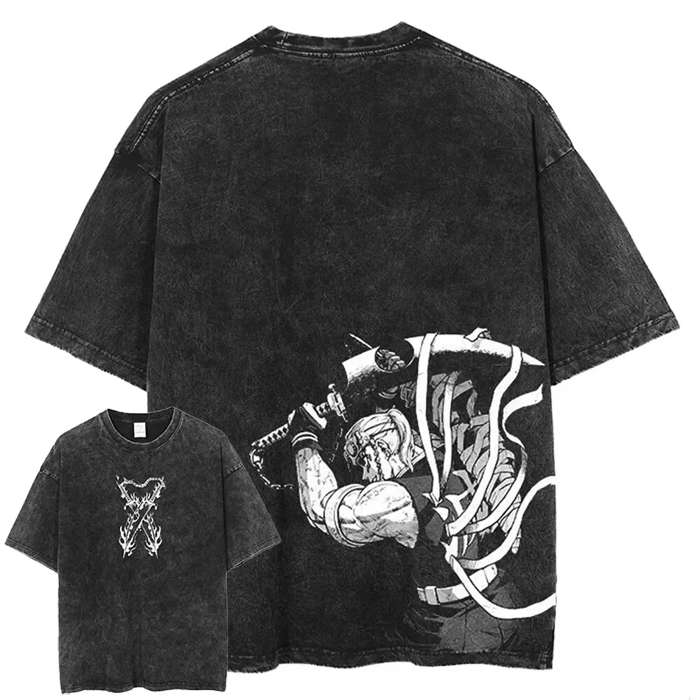 2026 Frühlingsfest Heißer Verkauf Tengen Uzui Sound Pillar Herren T-Shirt Devil Killer Muster Retro Washed Street Y2K Top