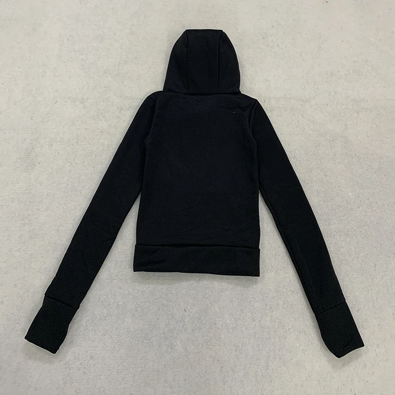 Y2K Gothic Einfarbiger Großer Reißverschluss-Hoodie Slim Fit Vollreißverschluss-Kapuzenpullover mit Übergroßem Reißverschluss Streetwear Unisex ﻿ – Detail 9