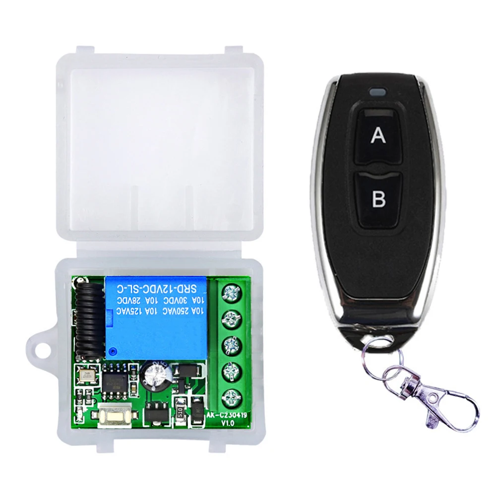 DC 12V 1CH Relay Receiver Module 433 Mhz 2 Key ON/OFF Wireless Remote Control Switch RF Transmitter Electronic Lock Control