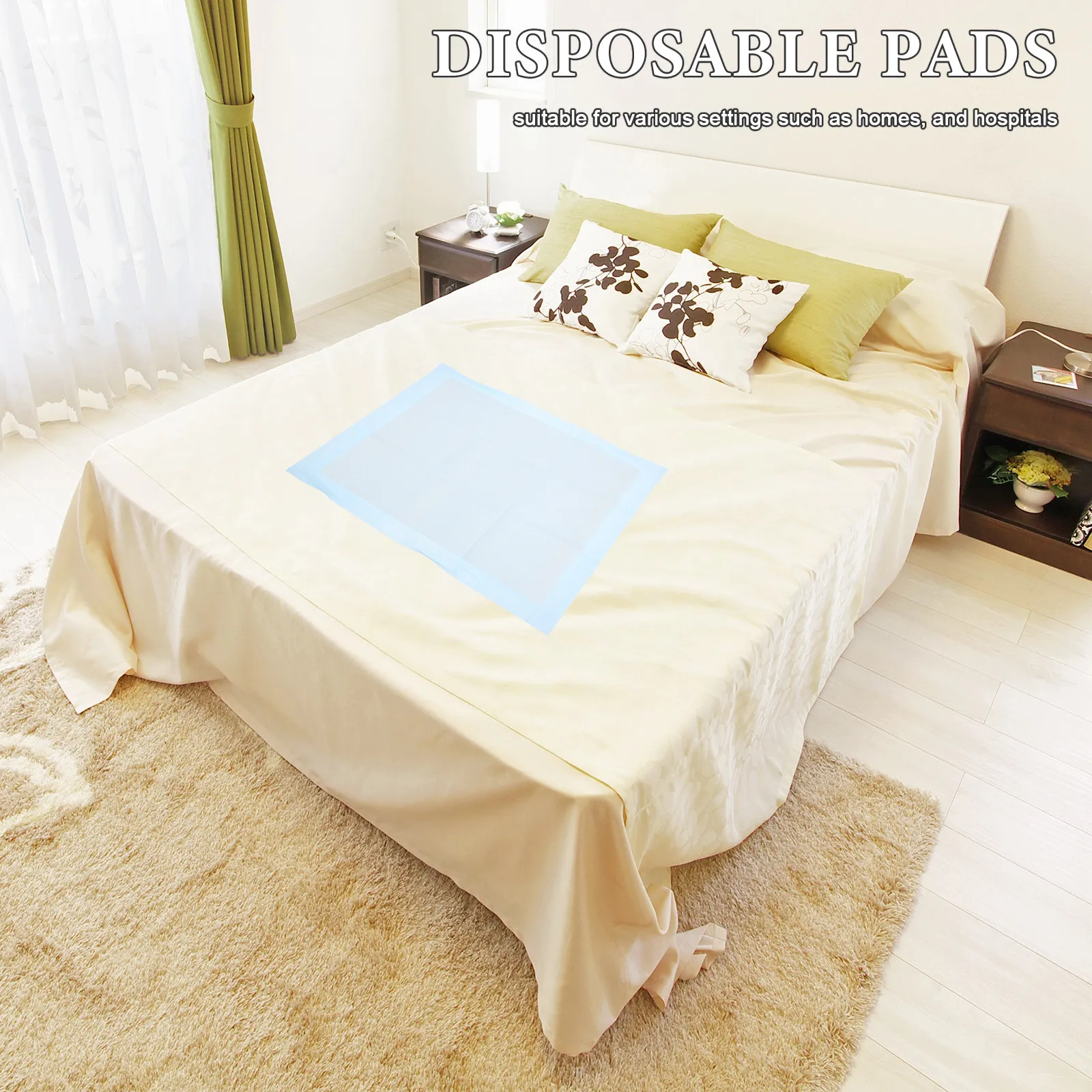 50 Sheets Disposable Bed Pads Adult Incontinence Supply Pee Care Pads Ultrathin Nonwoven Fabric for Elderly Daily Use