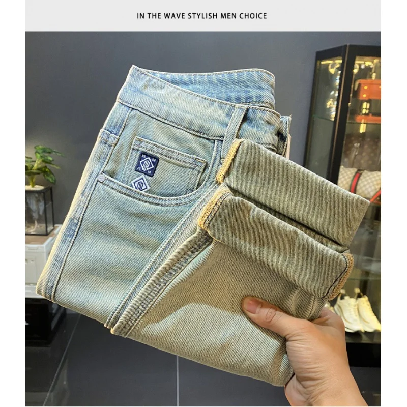 Vintage Jeans Men\'s Spring 2024 New Fashion Brand Micro Cone Skinny and All-Matching Casual Pencil Pants Long Pants