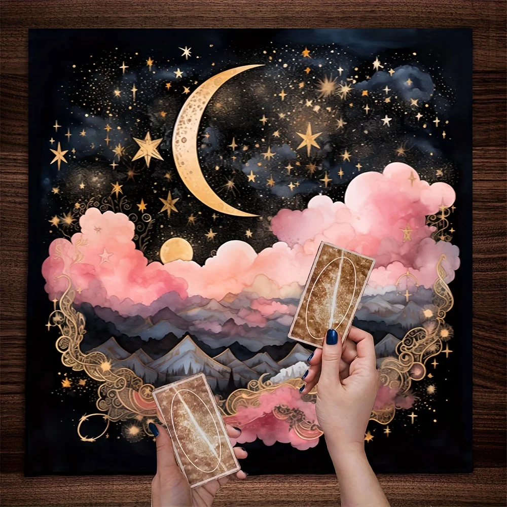 VIKAMA ليلة مرصعة بالنجوم القمر والنجوم التارو العرافة القماش باطني السحر مذبح مفرش المائدة الزخرفية العرافة حصيرة #2