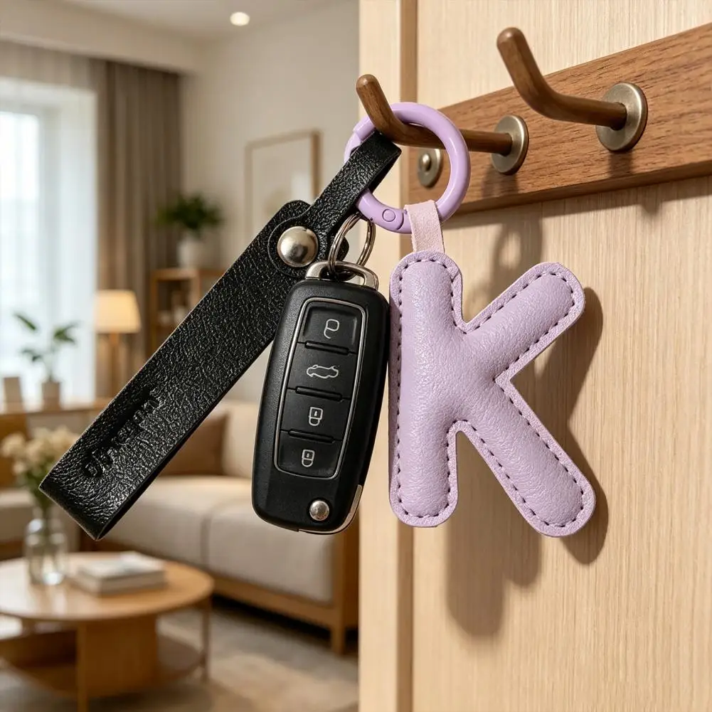 Keychain Gift Imitation Leather Macaron Keychain Pendant English Letter Bag Charm Colorful Backpack Car Accessories for Stylish