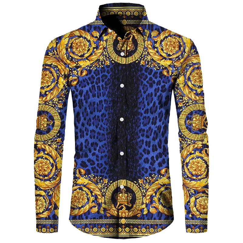 

Men's Long Sleeved Button Up Shirt Autumn Comfortable Lapel Shirt Retro Ethnic Style Mens Long Sleeved Trend Street Men Clothing