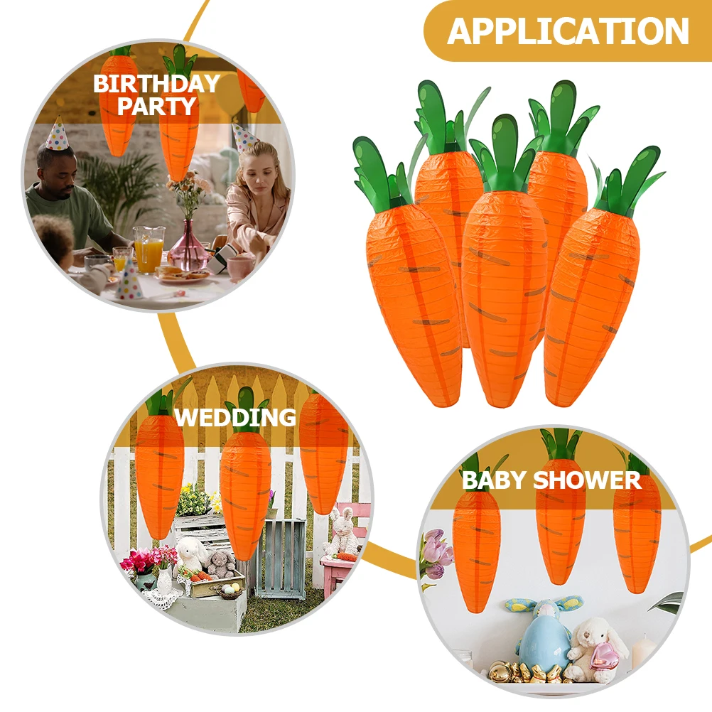 

5Pcs Carrot Paper Lanterns Funny Decorative Hanging Festival Cartoon Party Indoor Outdoor Lighting Decorations