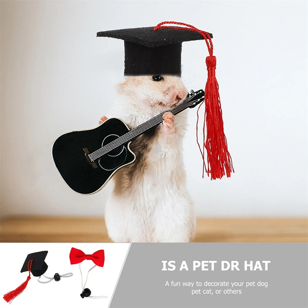 

2 Pcs Pet Doctor Hat Bow Tie Dog Costume Accessories for Dogs Hamster Supply Cute Lock