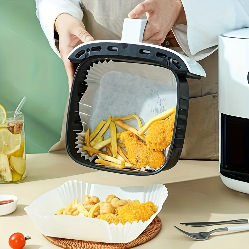 30pcs, Air Fryer Disposable Paper Liner, 16cm*16cm/6.29inch*6.29inch Liners For Air Fryer [ Fit 2-8 QT ], Non-stick Parchment