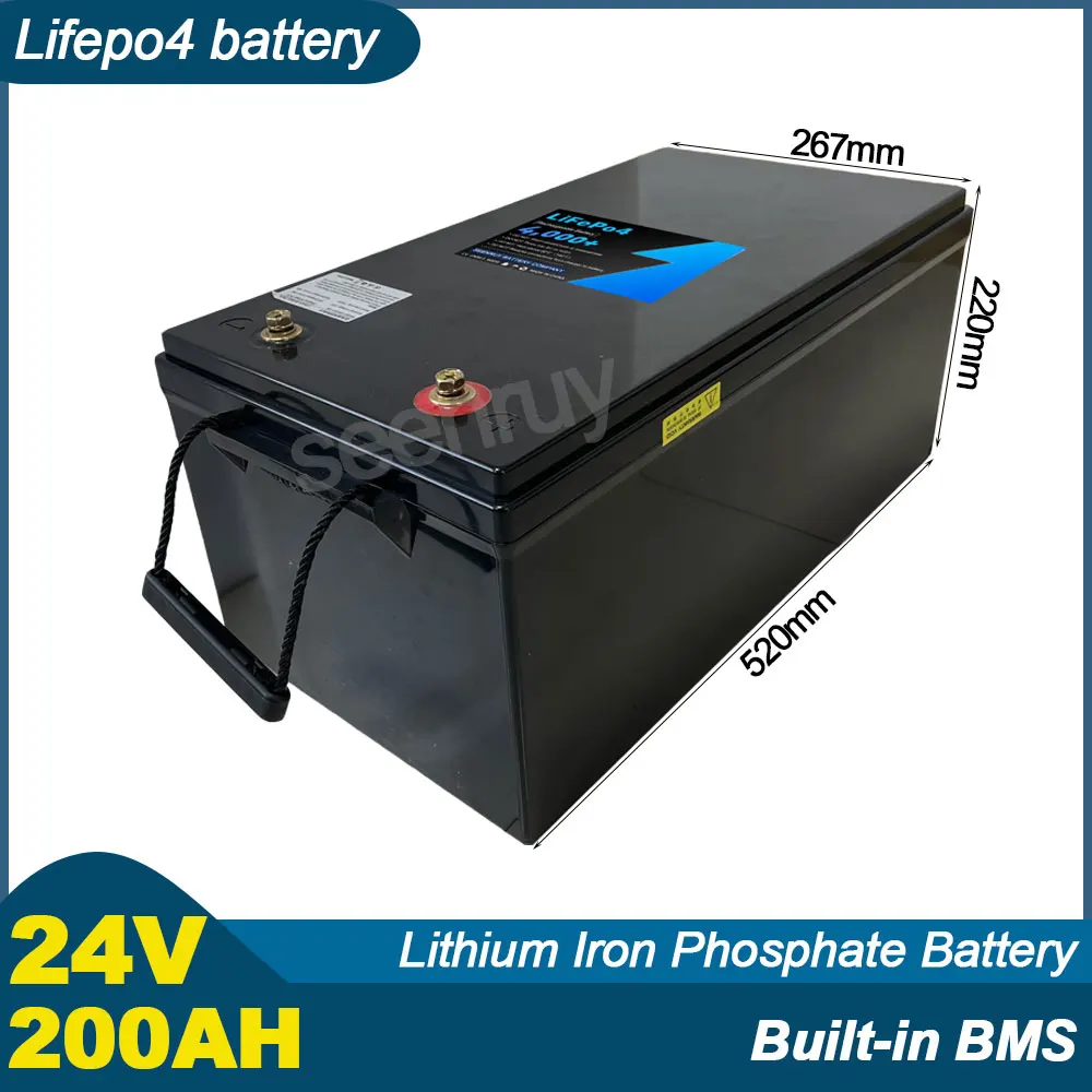 

24V 200AH Lifepo4 With Charger 100A 150A 200A Lithium Iron Phosphate Battery Perfect For AGV Wind Power Solar Energy Storage RV